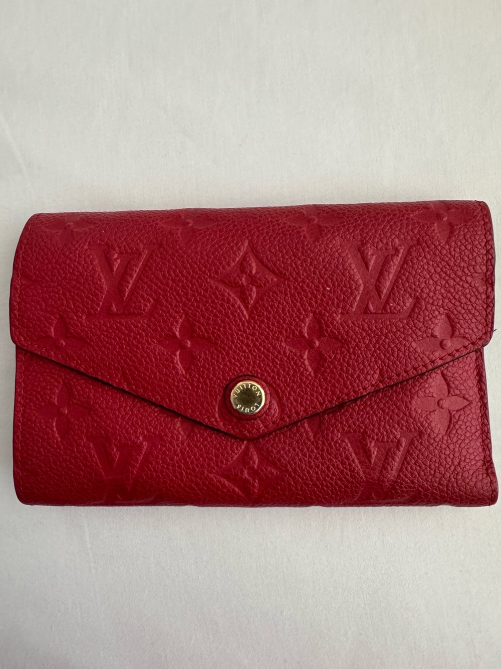 Louis Vuitton Red Monogram Envelope-Style Wallet with Gold Snap